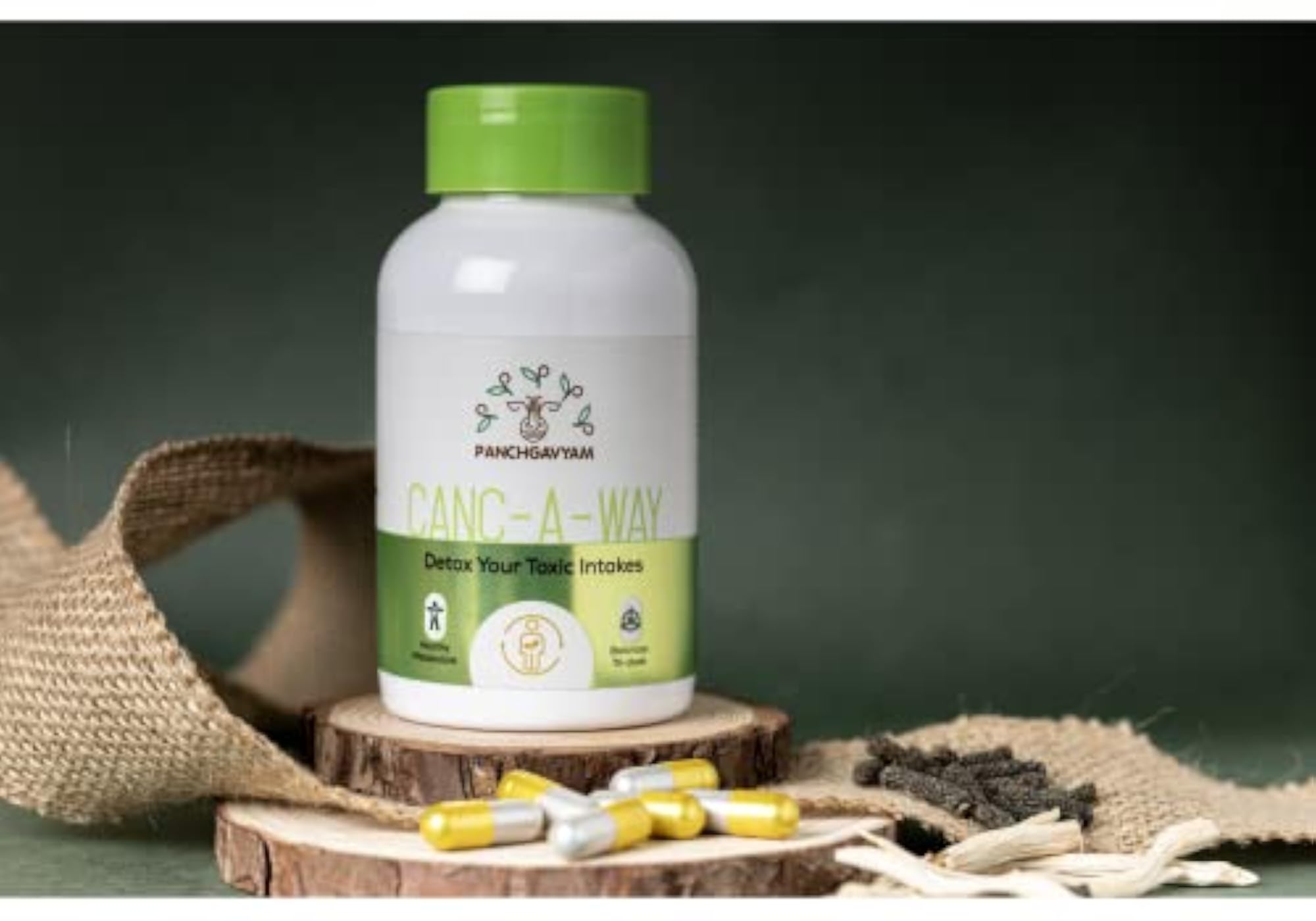 Panchgavya Canc-A-Way Antioxidant Detox Capsules, Ayurvedic